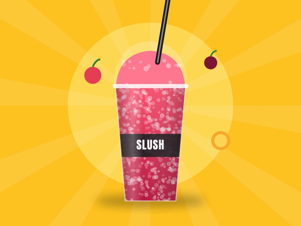 A frozen red slushie with a straw